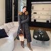 Dongdaemun autumn and winter new big fur collar medium and long knee slim down cotton clothes women's coat