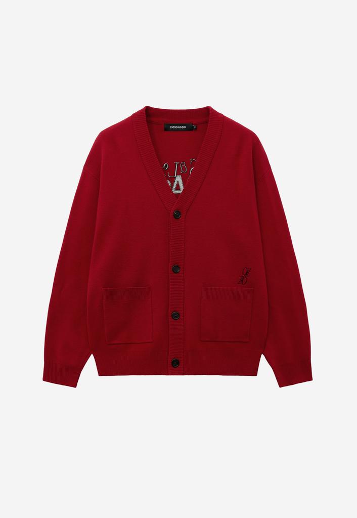 Ziosongzio Dadaism Artwork Cardigan Red Zh2Kt203Rd