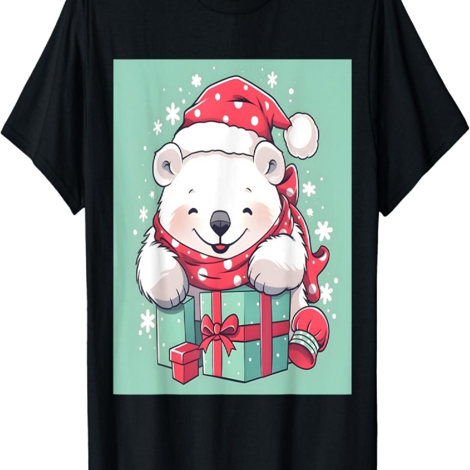 Jolly Polar Bear Festivities_ Embrace the Joy of Christmas T-Shirt S чёрный