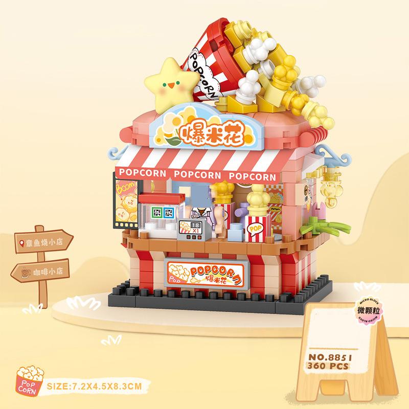 

Creative City Streetscape Nanobricks Street View Micro Diamond Block Popcorn Corner Squid Balls Caffee Shop Construction Blocks Toys
