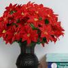 2pcs Poinsettia Artificial Poinsettia Flowers, 7 Heads Red Christmas Flowers, Fake Shrub Poinsettia For Home Christmas Tree Table Wedding Decoration
