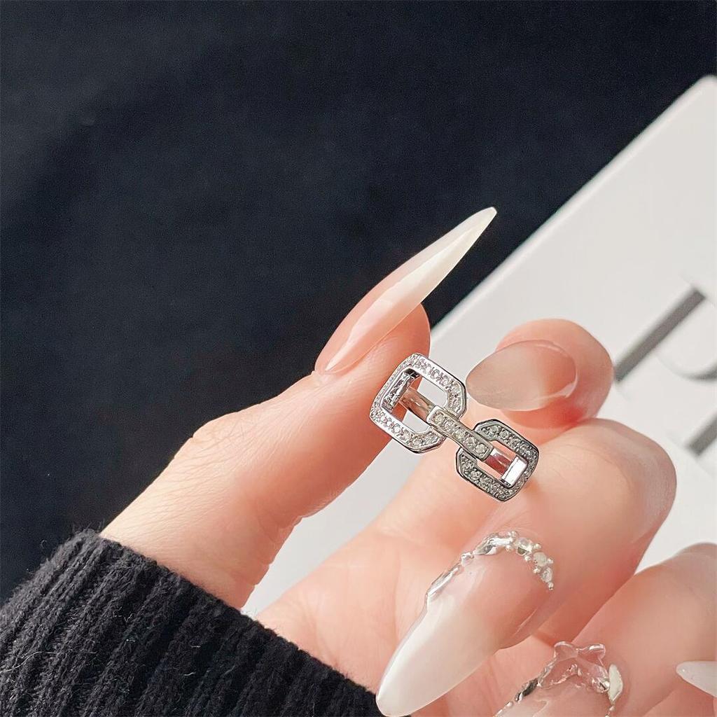 Stylish, Simple And Exquisite Diamond-Set Open Ring, Bow, Personalized Light Luxury, Minimalist, High-End Sense, Niche Temperament Ring