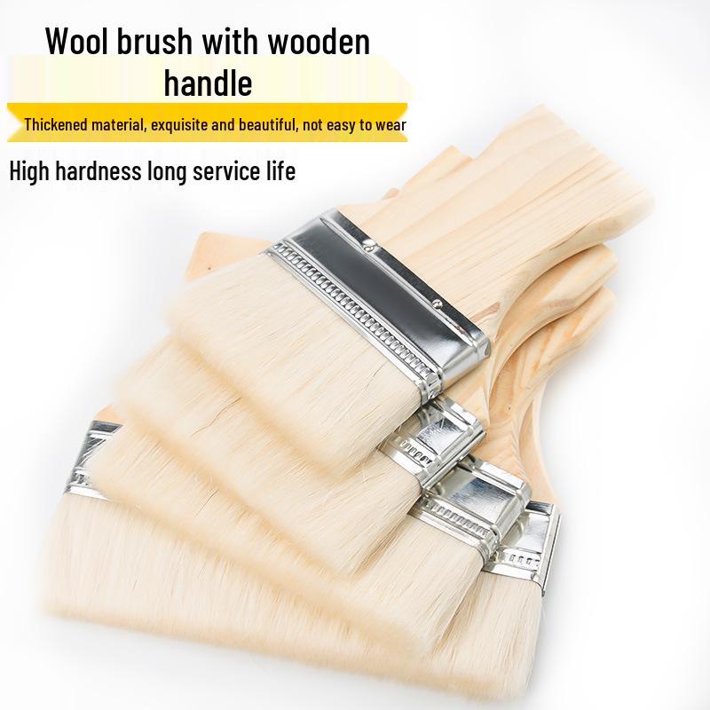 I-Shaped Short-Handled Wool Paint Brush - 4/5/6 Inch, High-Quality, Wooden Handle, Non-Shedding, Free Shipping
