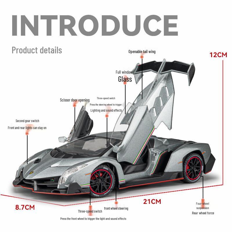 

1:24 Lamborghini Veneno Alloy Sports Car Model - Children s Toy