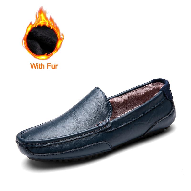 

Модная мужская обувь Зимняя модная кожаная повседневная обувь Высококачественные теплые плюшевые мокасины Обувь для вождения Мокасины Мужская обувь 38
