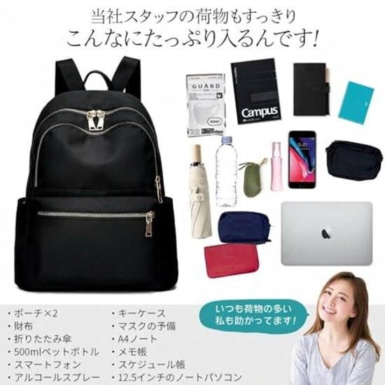 NOA LINO Backpack Women Lightweight 430gA4 CompatibleWater-Resistant Large Capacity Commuting School Stylish Nylon Waterproof Simple Black Travel Neat