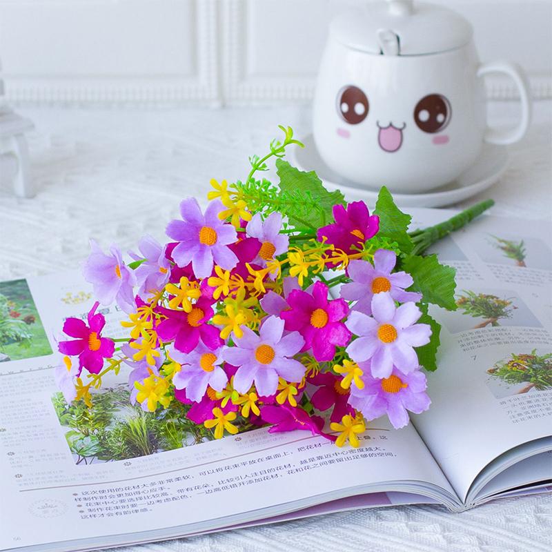 28 Heads Red Artificial Daisy Flower UV-resistant False Silk Flower Bouquet  for Home Room Wedding Garden Decoration Fake Flower