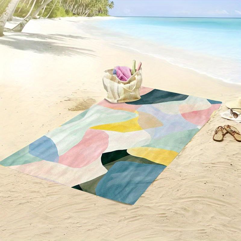 1pc Morandi Abstract Watercolor Print Beach Towel, Suitable for Swimming, Beach Vacation, Camping And Bathing