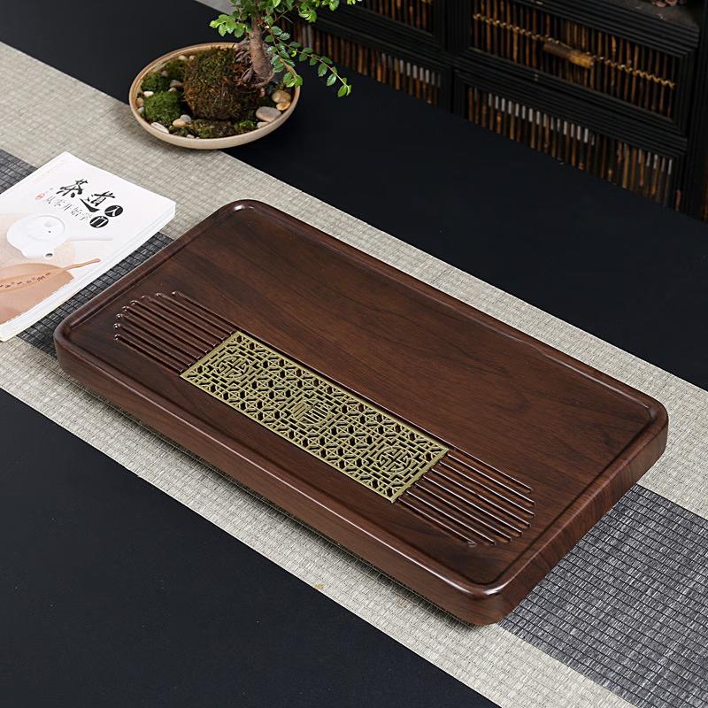 Shangqi Bamboo Tea Tray with Ebony Wood Grain Finish
