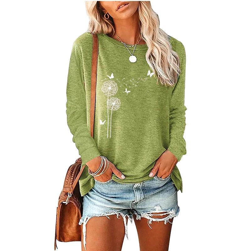JPNTKY Women's Fashion Casual Long Sleeve O-Neck Blouses & Shirts