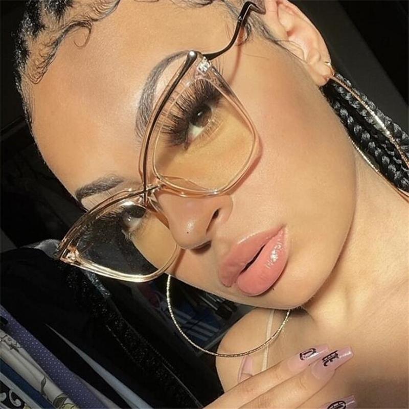 Classic Oversized Flower Cat Eye Corrective Myopia Eyeglasses Ladies Anti Blue Rays Multifocal Progressive Optical Spectacles
