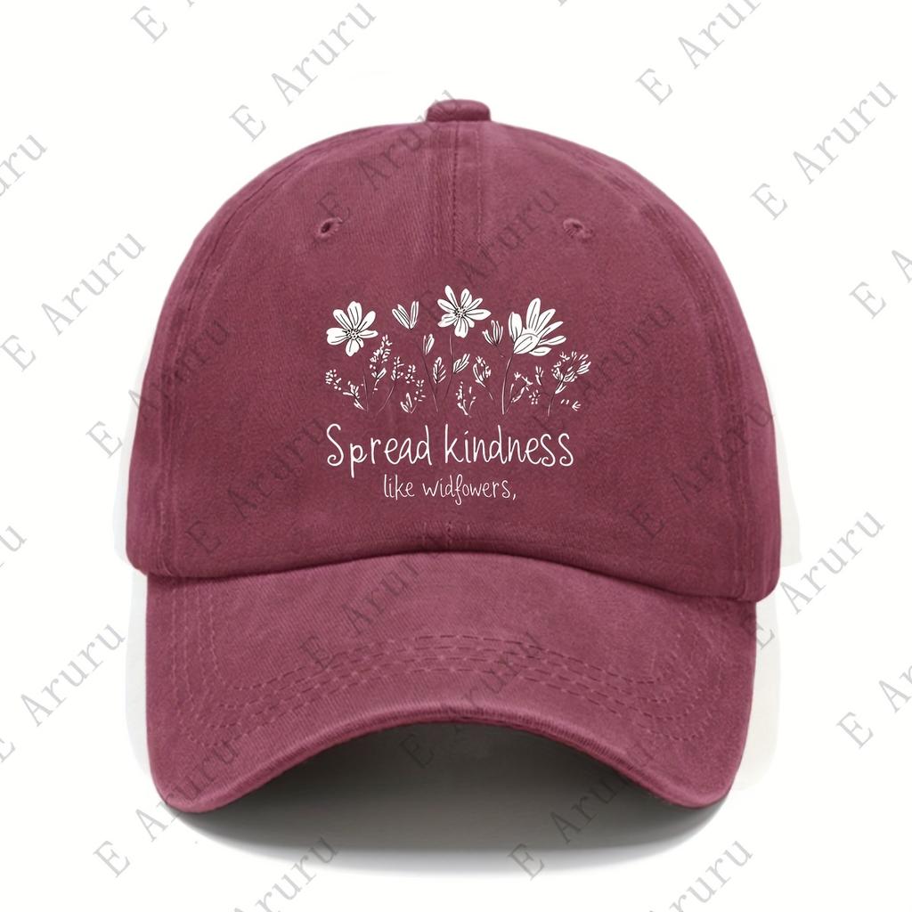 Spread Kindness Like Wildflowers Baseball Cap Distressed Washed Outdoor Casual Adjustable Hat