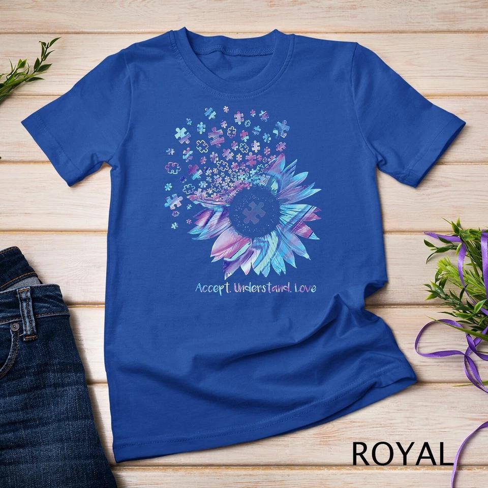 Accept Understand Love Sunflower Autism Awareness T-Shirt Unisex T-shirt 6 2XL