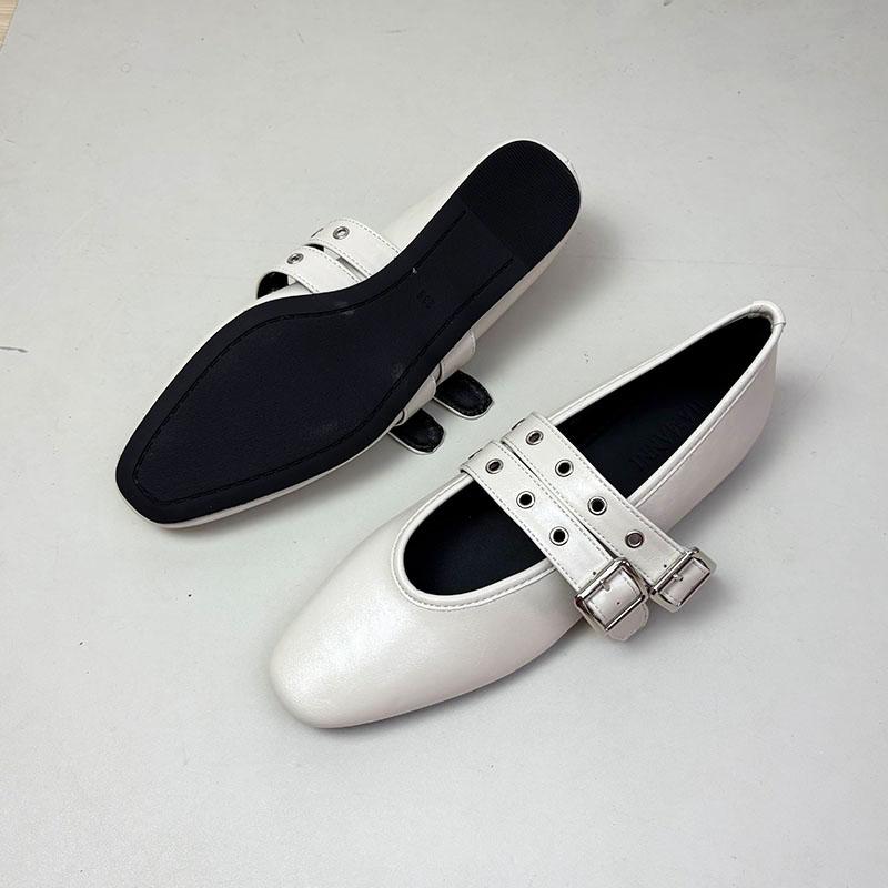 Fashion Fashion Buckle Strap Ladies Mary Janes Flats Shoes Female Shallow Women Ballet Flats Shoes With Height Increasing Footwear