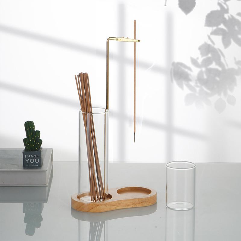 Incense Holder 2-in-1 for Sticks Anti-Ash Flying Incense Burner with Removable Glass Ash Catcher And Incense Sticks Organizer