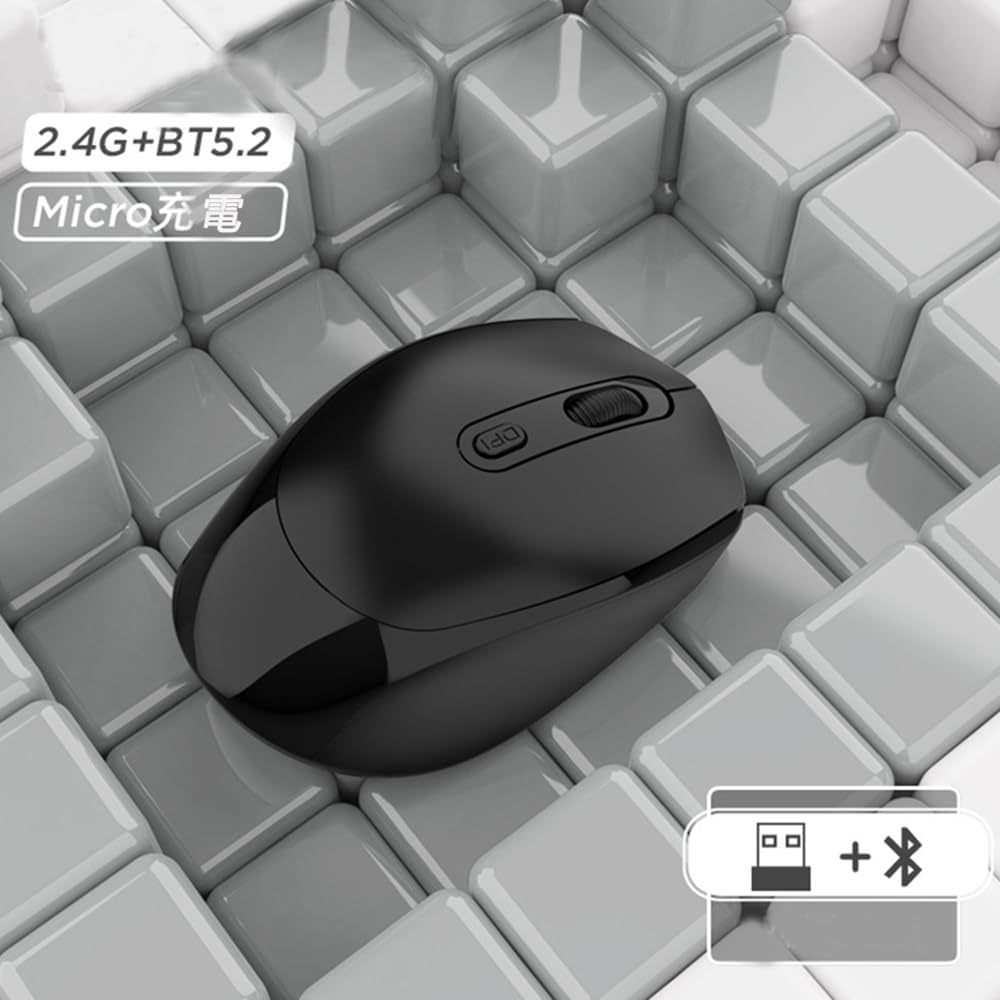 Compact Wireless Mouse, Bluetooth, Quiet, 3DPI, Rechargeable, Energy-Saving, 4-Button Optical Control, for PCs, Laptops, Tablets, Smartphones,