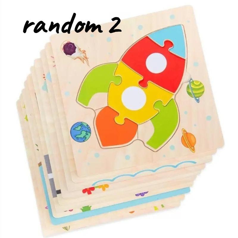 Wooden 3D Puzzles Tangram Shapes Learning Educational Cartoon Animal Intelligence Jigsaw Toys For Children Gift