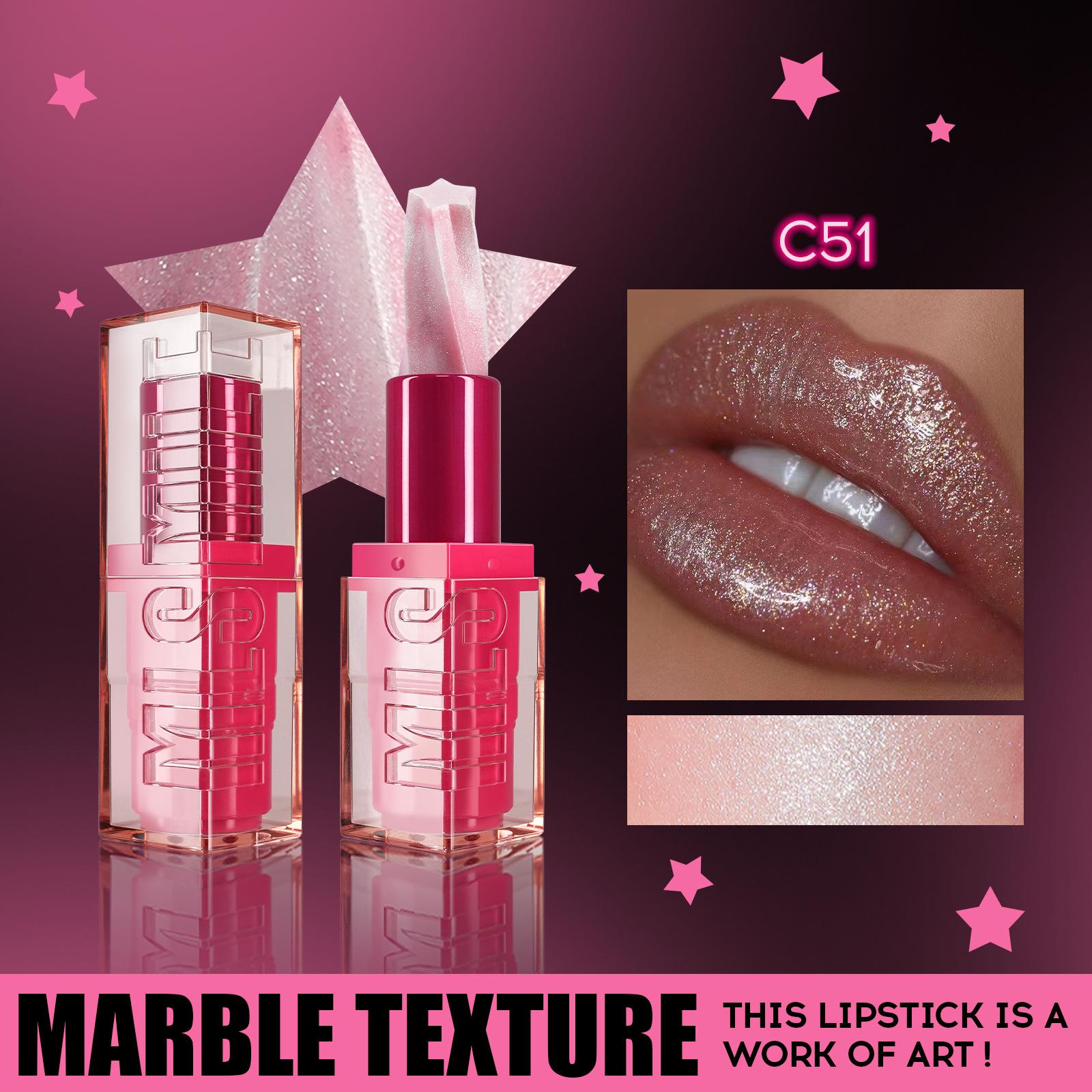 

4-цветная губная помада с пятиконечной звездой и спиралью, увлажняющая и легко поддающаяся окрашиванию перламутровая помада.