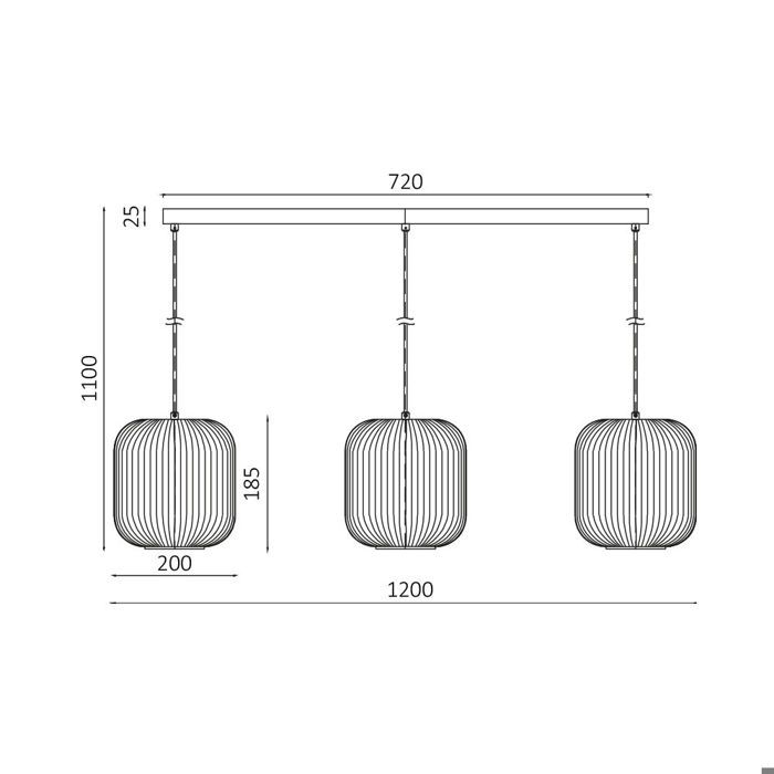 Suspension décorative 3xE27 23W IP20 – Opale/Noir