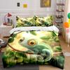 Cute Chameleon Leaf Print Set Bedding Duvet Cover Set Duvet Cover Pillowcases (1 * Duvet Cover 2 * Pillowcases, without duvet insert)