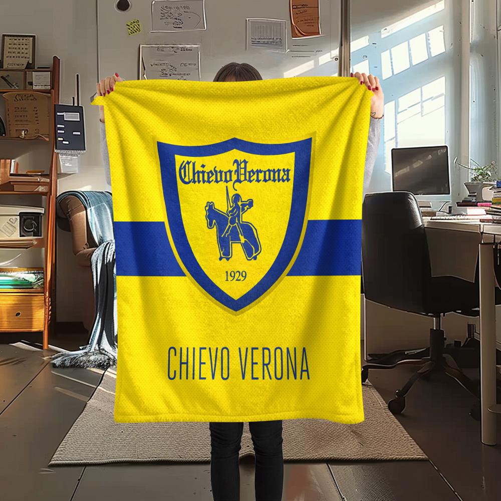 Hellas Verona FC Druck Flanelldecke, Hohe Qualität, Bequem für Alle Jahreszeiten, Heimdekoration, Wärme und Komfort