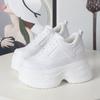 Fashion 12CM Microfiber Synthetic Leather Vulcanize Chunky Sneakers Platform Wedge Autumn Spring Ankle Booties Women Vulcanize