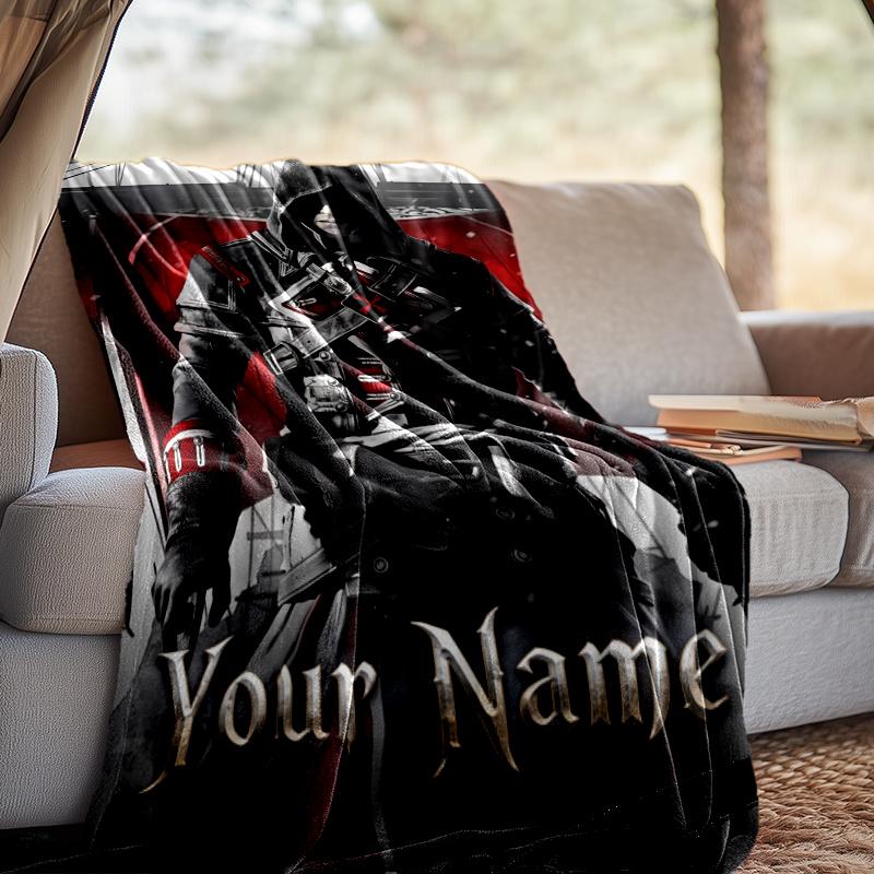 Custom Name Assassin Game Throw Blanket - Perfect for Couch, Bed, Office, and outdoor Travel - Ideal Gift for Christmas & Holidays
