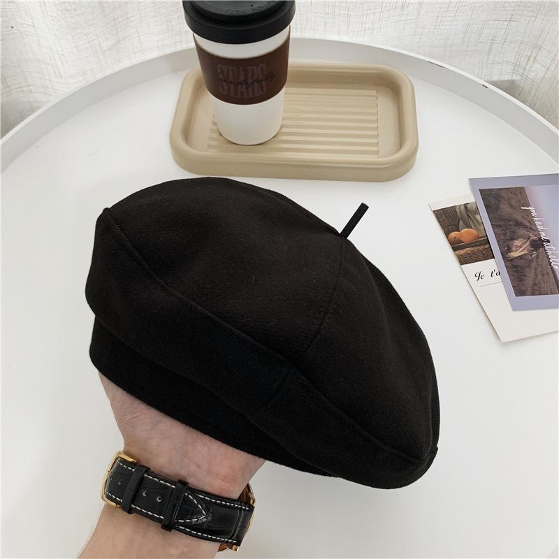 Japanese-style Autumn and Winter Wool Beret Girl's Temperament Is Sweet and Versatile and Fashionable Painter's Hat
