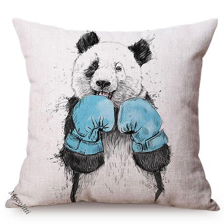 Pandas Wearing Hats Special Decorative Cushion Cover Funny Boxer Clown Cute Panda Nursery Art Room Decoration Chair Pillowcases
