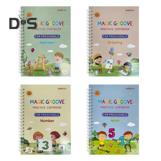 Cvičný sešit pro psaní rukou pro děti, kouzelný drážkovaný psací sešit, opakovaně použitelný pracovní sešit pro psaní, mateřská škola, předškolní potřeby pro děti