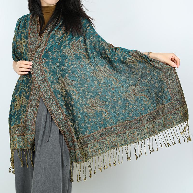 New women's jacquard cashew scarf shawl dual-purpose travel outside decorative large shawl