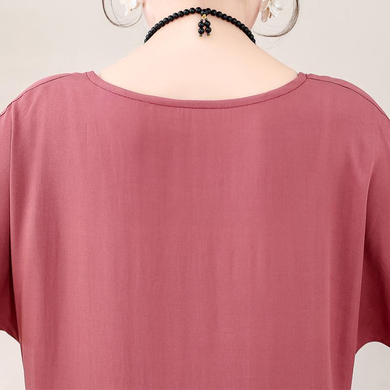 Elegantní dámské letní šaty velké velikosti Vintage oblečení Jednobarevné Krátký rukáv Volné Dlouhé šaty