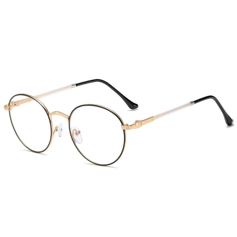 Literary and Retro Flat Glasses, Round Frame Glasses, Men's and Women's Trendy Fashion Can Be Matched with Myopia Frames