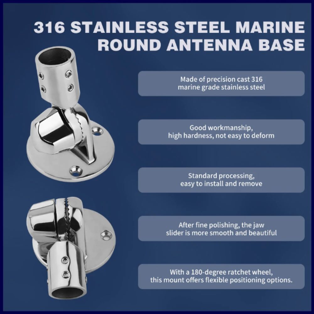 25mm Round Antenna Base 7/8 Inch Marine Mount Boat Mount Boat Hardware  Boat Accessories