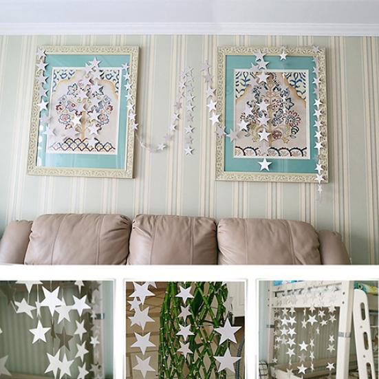 4m Long Star String Paper Garland for Wedding Birthday Party Baby Shower Decor
