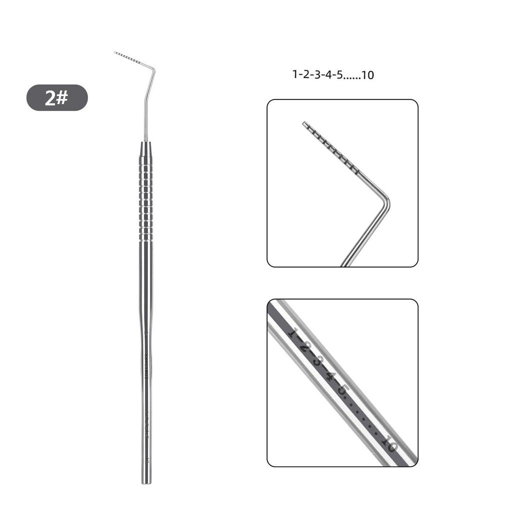 1 szt. Sonda periodontologiczna ze skalą Instrument ze stali nierdzewnej Narzędzie Sprzęt endodontyczny Długość sondy 16 cm