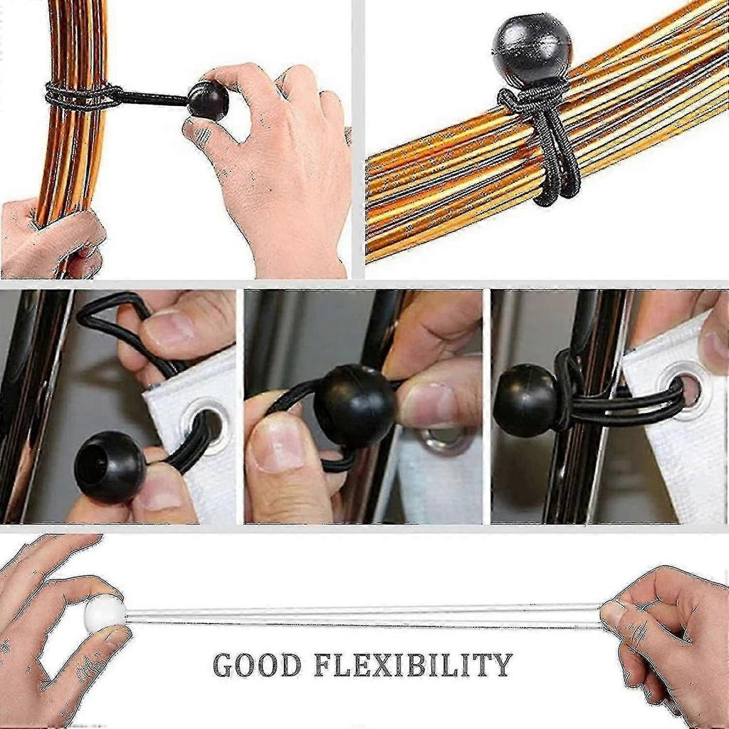 50 Stück Bungee-Seil mit Bällen Elastische Bänder Bungee-Knebel Bänder für Pavillons, Zelte, Banner, Fahnenmast weniger
