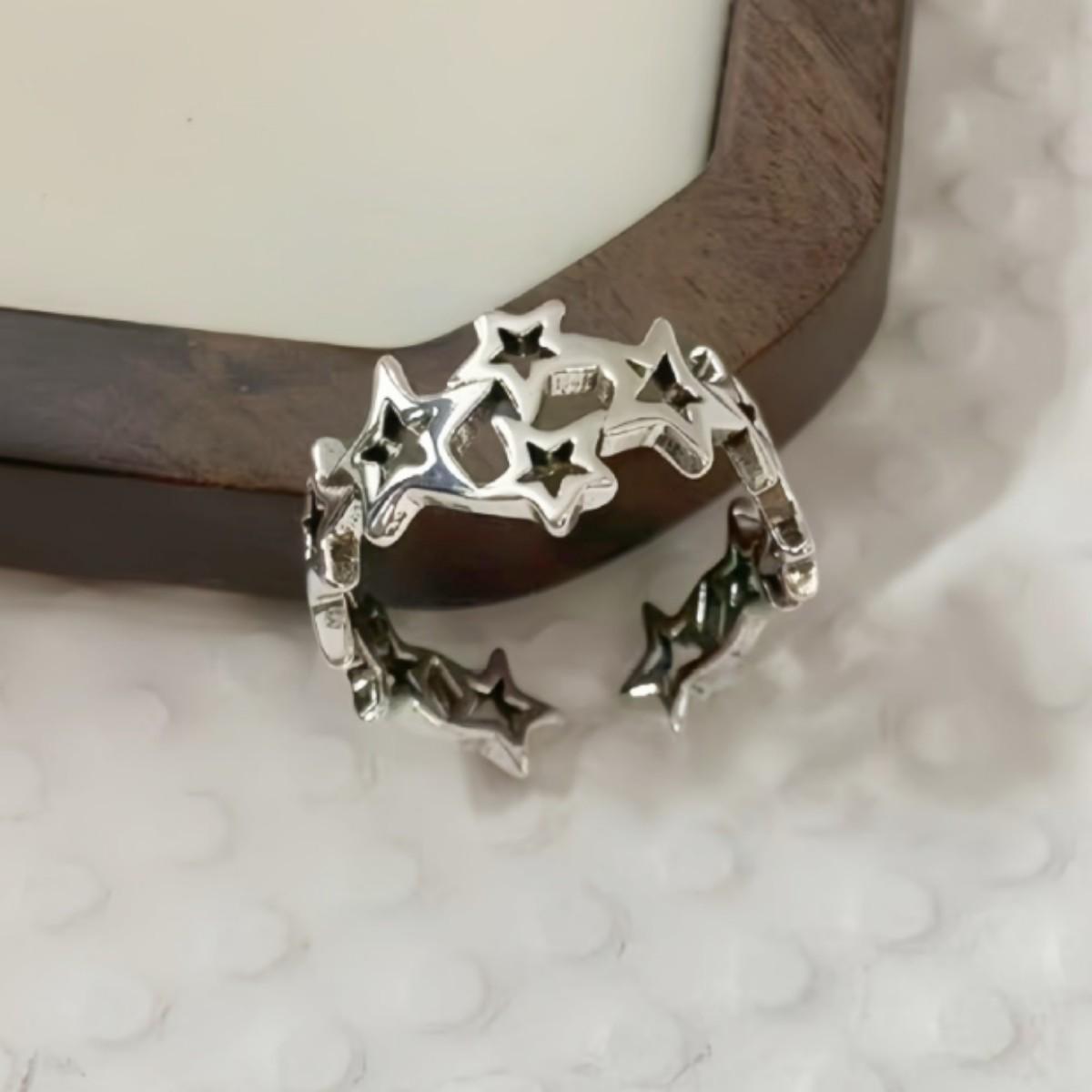Korean Style Five-Pointed Star Saturn Universe Adjustable Ring for Girls античный серебряного