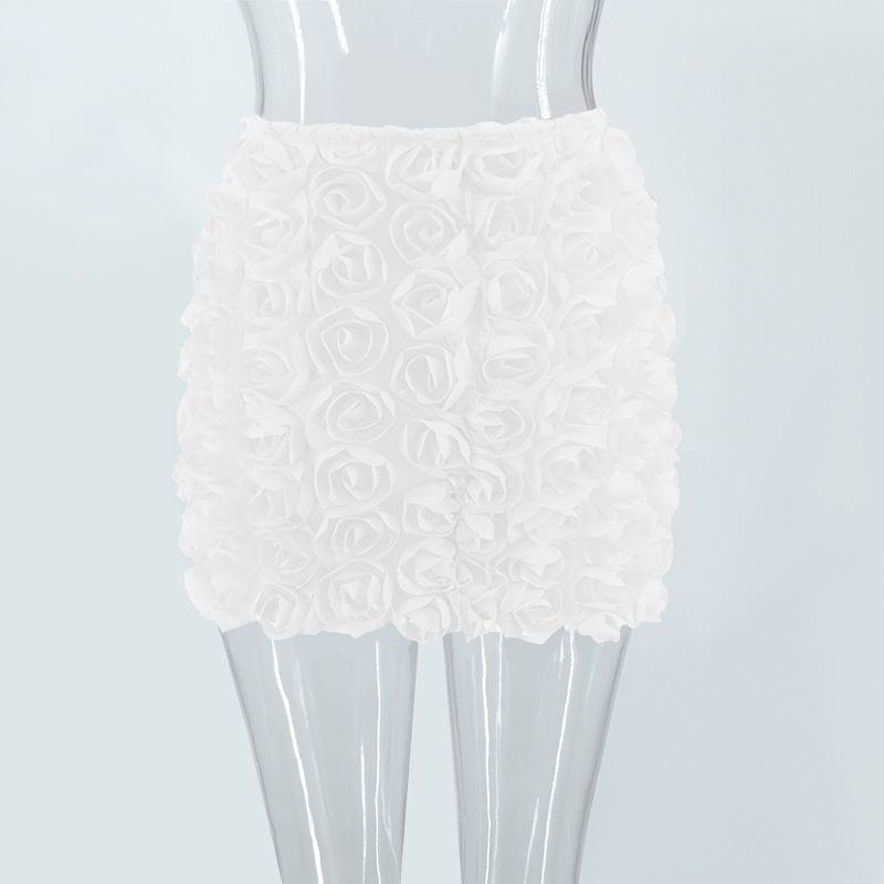 Vară Nouă Fustă Scurtă Trandafir Tridimensional Greu Fustă cu Talie Înaltă Temperament Fustă Subțire Fustă de Zână