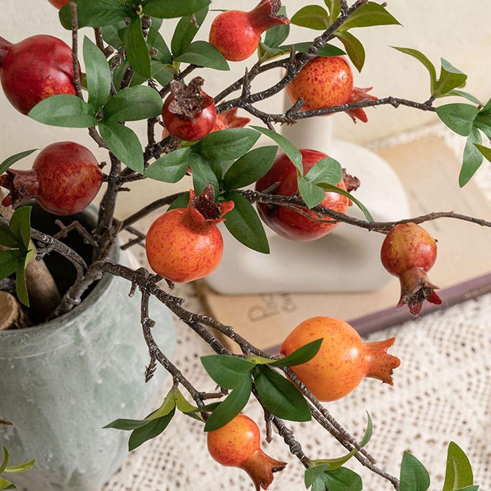 Plastic Simulation Pomegranate Fruit Realistic Fake Plants  Home Living Room Decor