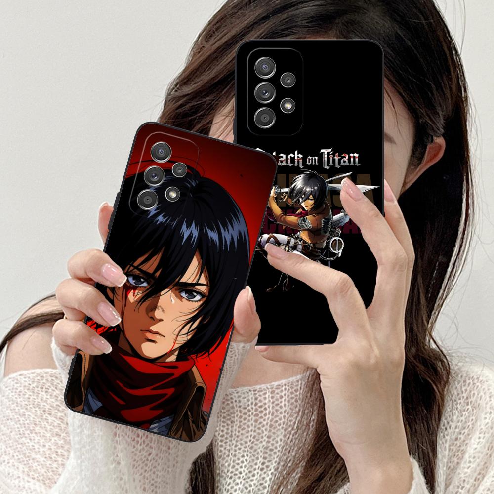 AOT Mikasa Mobile Phone Case for Samsung Galaxy A73 72 71 70 56 55 54 53 52 36 35 34 23 16 15 5G Colour Protective Luxury Pretty