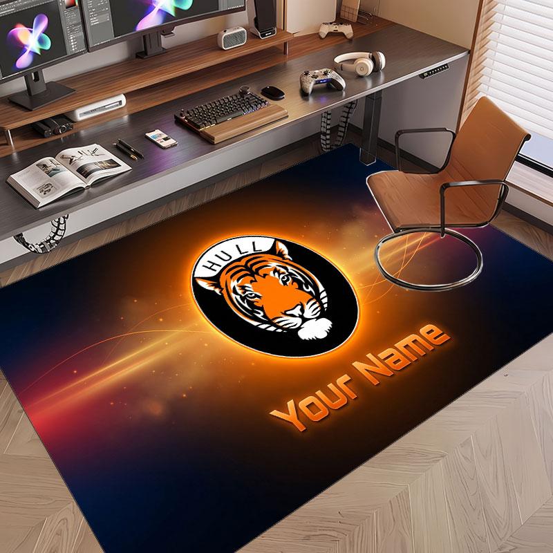 Custom Rug Hull City Pattern Print Name Text Soft Non‑Slip Floor Carpet for Home Indoor Decoration
