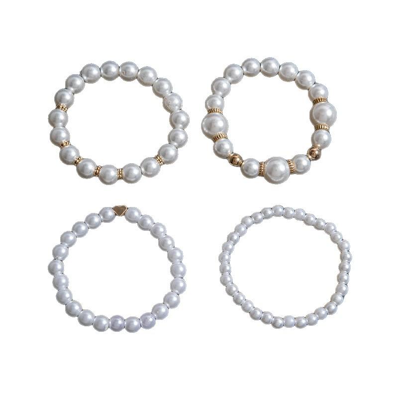 European And American Fashion Love Imitation Multi-Layer Pearl Bracelet Set Temperament Advanced Sense Beaded Ins Style