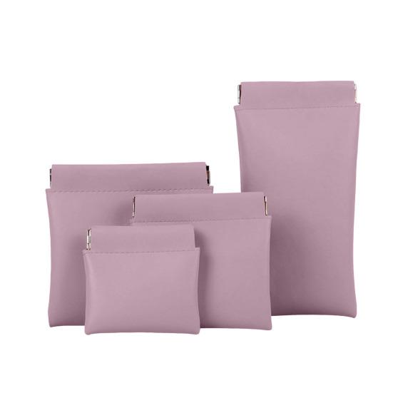 4Pcs/Set Snap Closure Pouch Waterproof Faux Leather Travel Organizer Bag Portable Self Closing Makeup Pouch for Cosmetics Lipstick Jewelry Cables