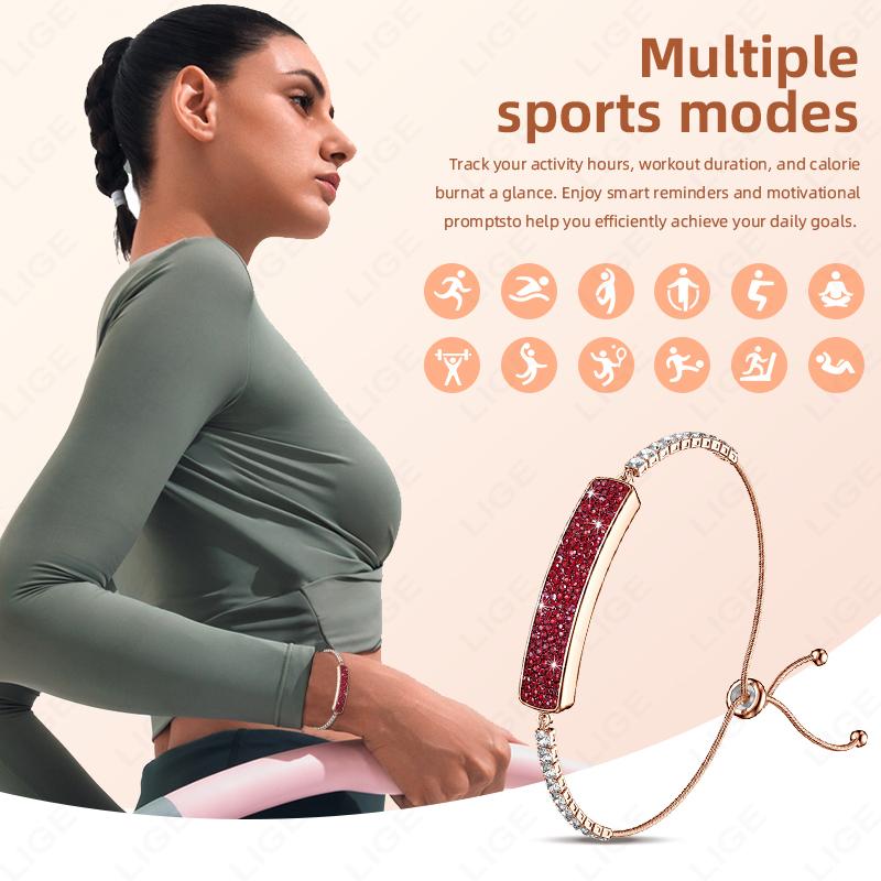 Ladies Diamond Bracelet Women Sports Fitness Smart Band HRV Heart Rate Blood Oxygen Sleep Tracker 5ATM Waterproof Watches