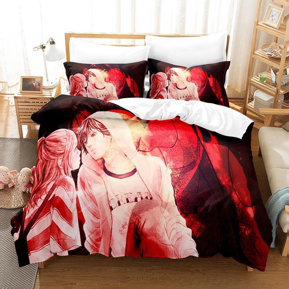 AO HARU RIDE Bettwäsche-Set, Einzel-, Zwillings-, Voll-, Queen- und King-Size-Bettset, Schlafzimmer für Erwachsene und Kinder, Bettbezug-Set, 3D-Druck, Anime-Bettlaken-Set