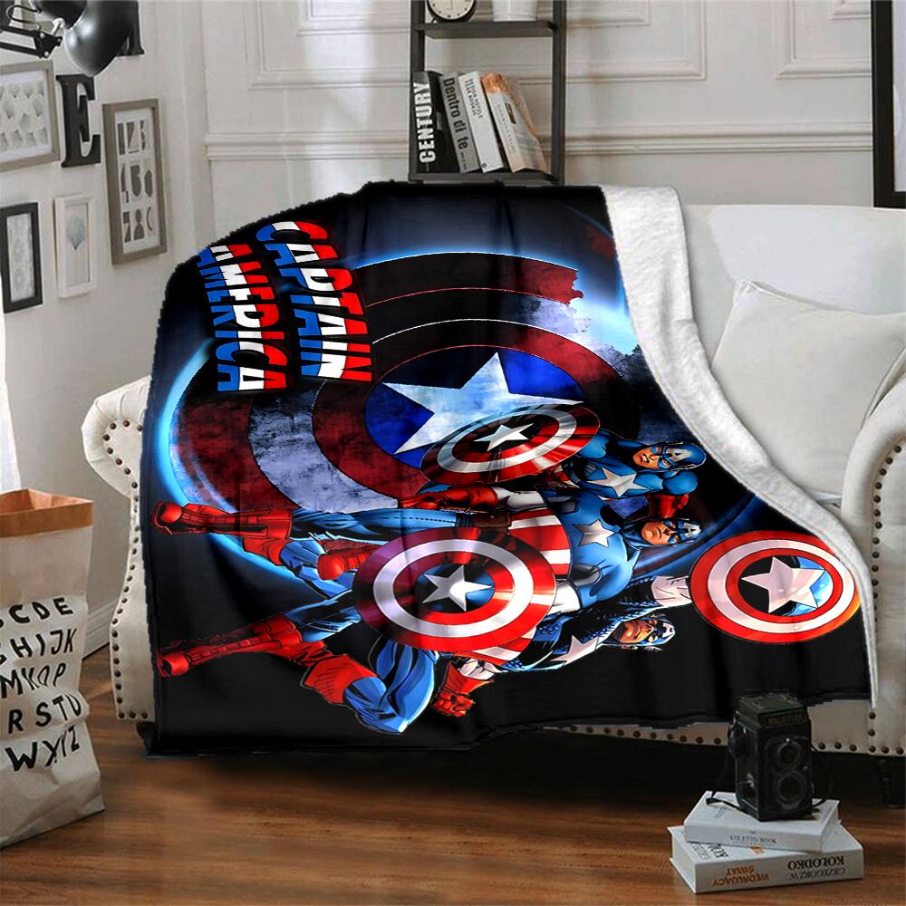 1Pc Captain America Shield Flannel Blanket, Soft And Comfortable, Casual Warm, Camping Travel, Christmas, Halloween Xmas Gift Es120