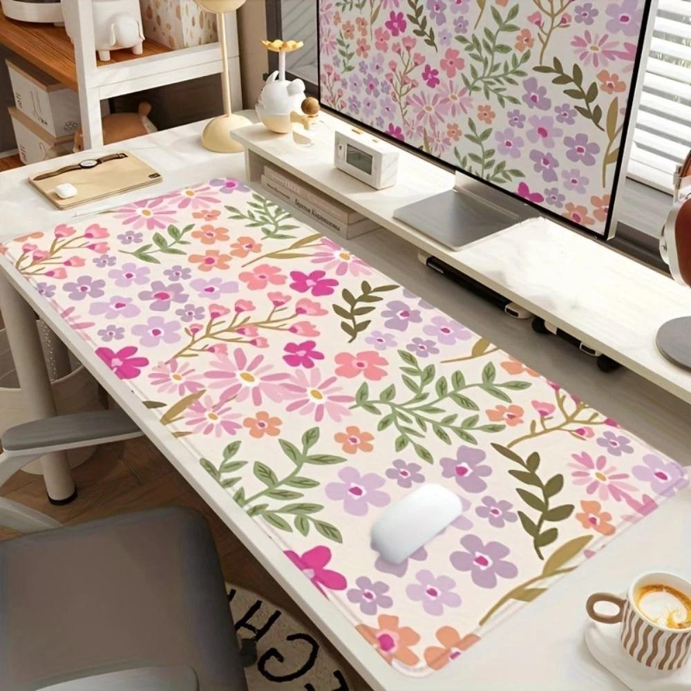 Non-Slip Floral Desk Pad Rubber Base Gaming Mats Desk Mat Mouse Pad  Work