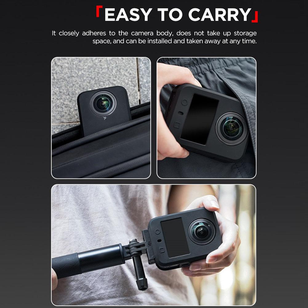360 Camera Silicone Case + Screen Protector, Anti-Scratch Body Protector Sleeve, Shockproof Accessory for 360 Cameras