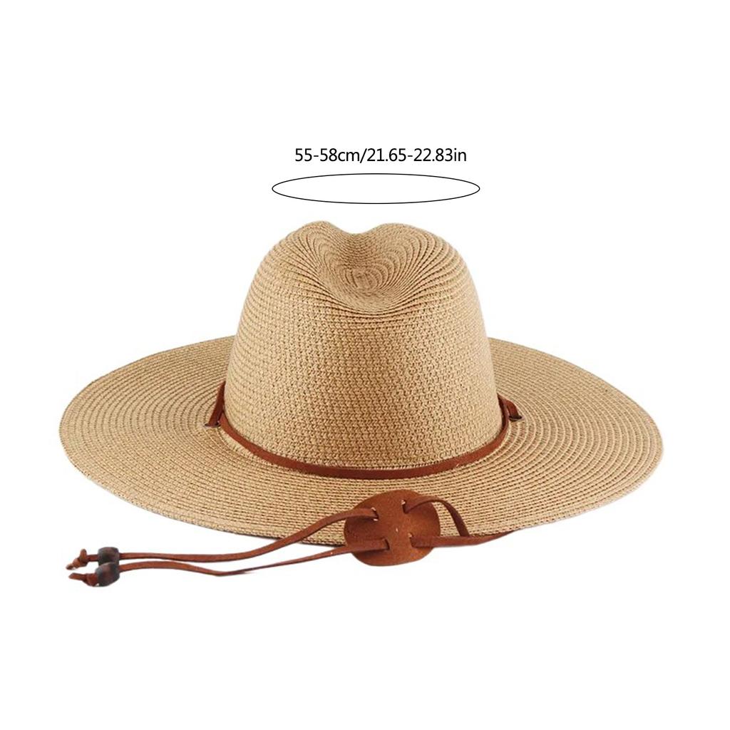 Weaving Straw Hat for Adult Beach Getaways Straw Weaving Hat Breathable Adult Sunproof Hat with Adjustable Chin Rope